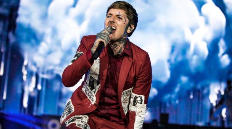 Oliver Sykes from Bring Me The Horizon performing live during the All Points East Festival at Victoria Park^ London. London^ UK - May 31^ 2019: